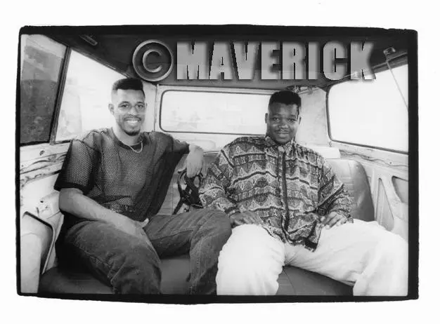 Exquisite harmony singers Brian & Tony Gold (not brothers!!) in the back of my clapped-out VW van on the Music Works parking lot in Slipe Road, Kingston