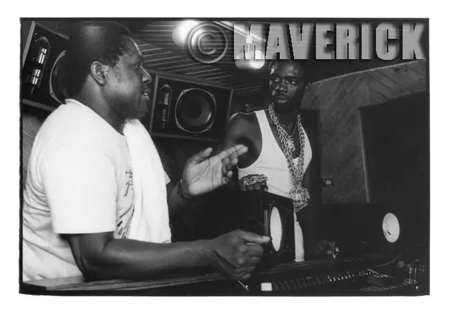 Ninjaman in the studio with the late producer Ossie Hibbert........(Jamaica)